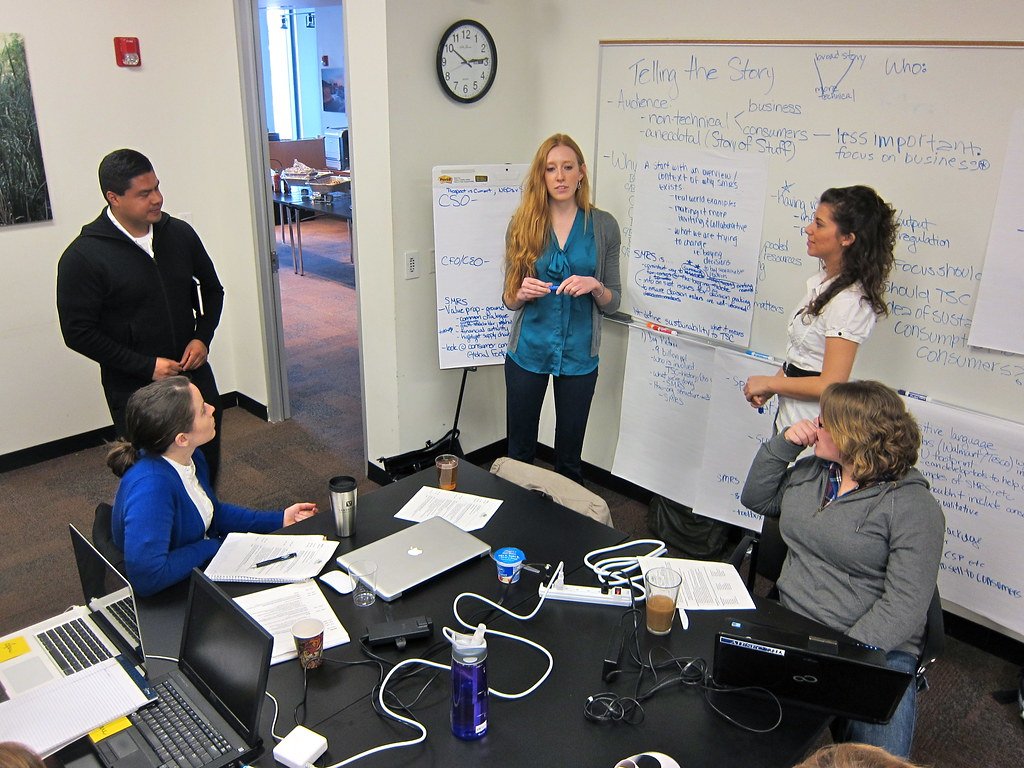 Business team brainstorming custom software solutions to plug profit drains